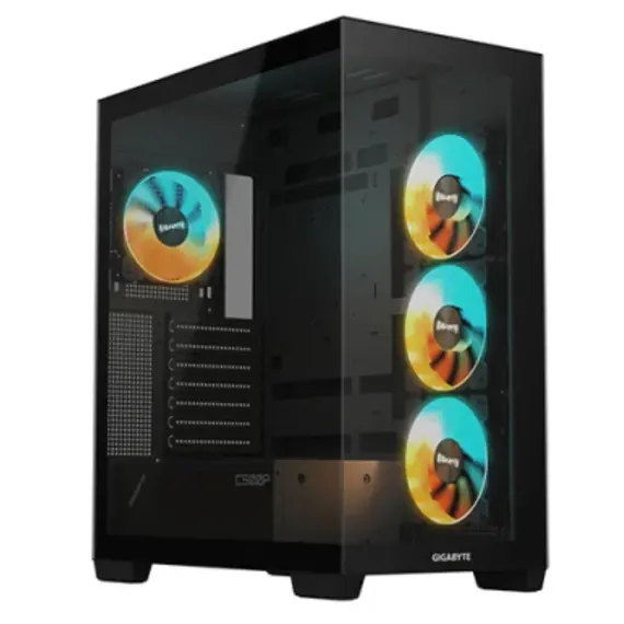 კომპიუტერის ქეისი Gigabyte C500 PANORAMIC STEALTH 4x120mm ARGB Fans Mid Tower Black - C500P ST - Primestore.ge