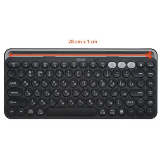 კლავიატურა 2E Keyboard membrane KS250 84key, WL/BT, EN/UK, black-grey - Primestore.ge