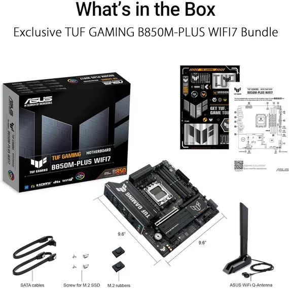 დედა დაფა ASUS Motherboard TUF GAMING B850M-PLUS WIFI7 sAM5 B850 4xDDR5 M.2 HDMI DP Wi-Fi BT mATX - Primestore.ge