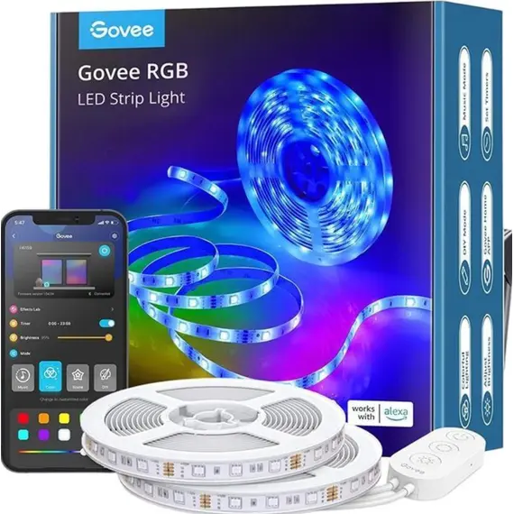 განათება Govee RGB Smart Wi-Fi + Bluetooth LED Strip Lights(10m) [Energy Class A] (10m) - Primestore.ge