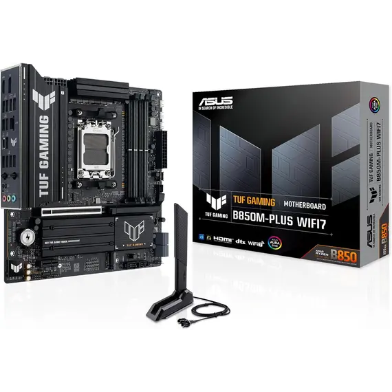 დედა დაფა ASUS Motherboard TUF GAMING B850M-PLUS WIFI7 sAM5 B850 4xDDR5 M.2 HDMI DP Wi-Fi BT mATX - Primestore.ge