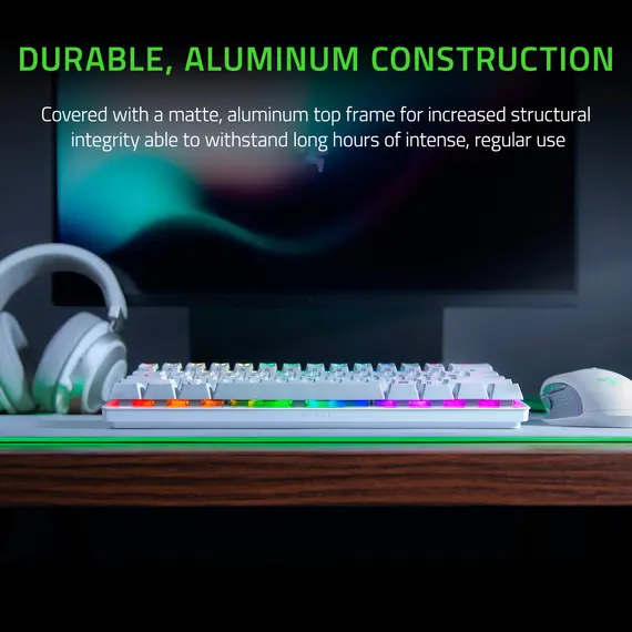 კლავიატურა Razer Keyboard Huntsman Mini Mercury Ed. RGB 61key Red Switch USB EN White - Primestore.ge