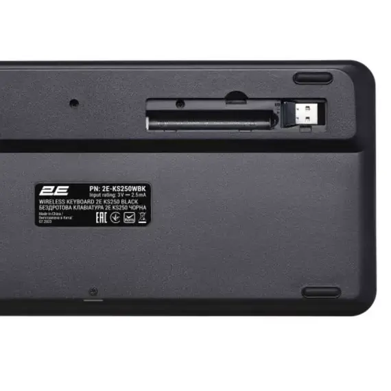 კლავიატურა 2E Keyboard membrane KS250 84key, WL/BT, EN/UK, black-grey - Primestore.ge