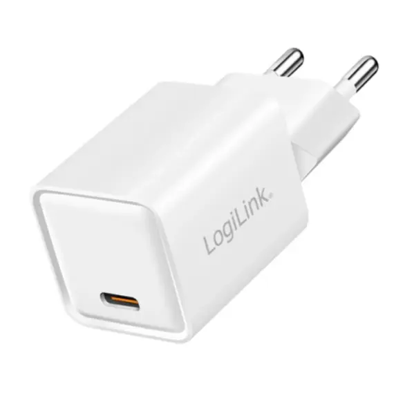 დამტენი Logilink PA0355 USB-C GaN Fast Charger (PD+QC 3.0) 20W White - Primestore.ge
