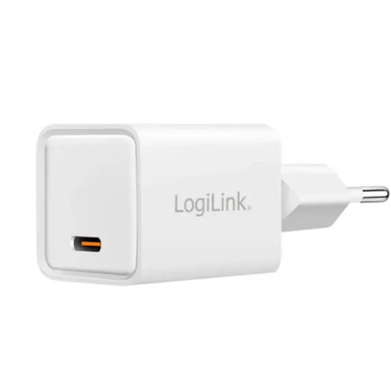 დამტენი Logilink PA0355 USB-C GaN Fast Charger (PD+QC 3.0) 20W White - Primestore.ge