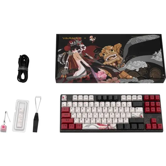 კლავიატურა Varmilo VEM87 Beijing Opera 87Key, EC V2 Ivy, USB-A, EN/UKR, White Led - Primestore.ge