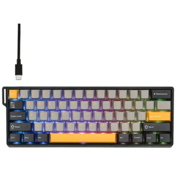 კლავიატურა AULA WIN60 HE MAX RGB Wired Gaming Keyboard Dark Grey/Light gray/Yellow (Wing Chun Magnetic Switch) - Primestore.ge