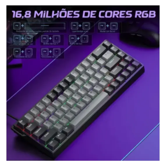 კლავიატურა AULA WIN68 HE Pro RGB Wired Gaming Keyboard Light Grey/Dark grey (Meteor Magnetic Switch) - Primestore.ge
