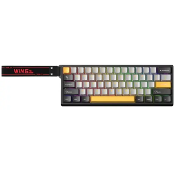 კლავიატურა AULA WIN60 HE MAX RGB Wired Gaming Keyboard Dark Grey/Light gray/Yellow (Wing Chun Magnetic Switch) - Primestore.ge