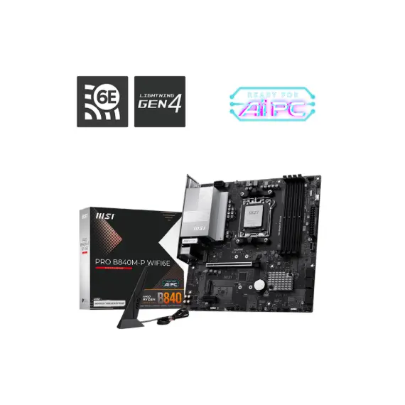 დედა დაფა MSI Motherboard PRO B840M-P WIFI6E sAM5 B840 4xDDR5 M.2 HDMI WiFi BT mATX - Primestore.ge