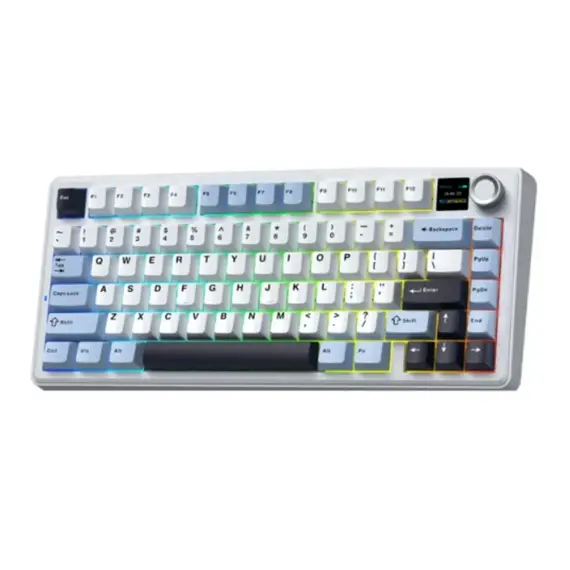 კლავიატურა AULA F75MAX Gasket Wireless Mechanical Keyboard Glacier Blue/White/Purple (Reaper Switch) - Primestore.ge