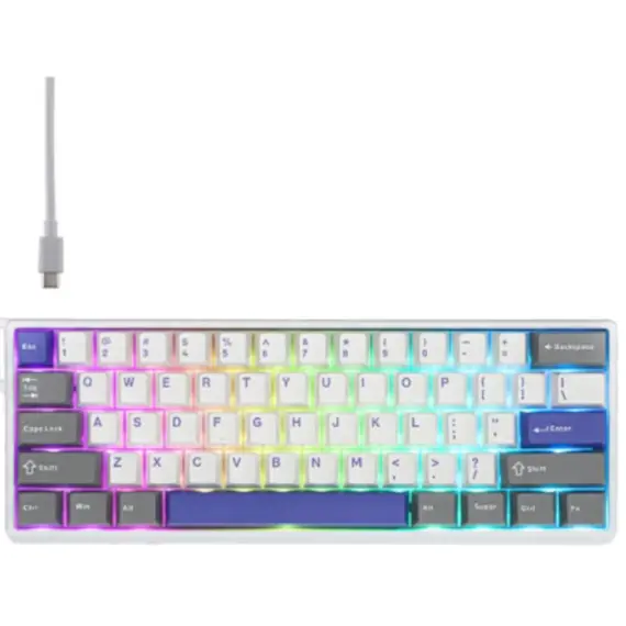 კლავიატურა AULA WIN60 HE MAX Edition RGB Wired Gaming Keyboard White/Grey/Blue (Wing Chun Magnetic Switch) - Primestore.ge
