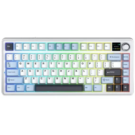 კლავიატურა AULA F75MAX Gasket Wireless Mechanical Keyboard Glacier Blue/White/Purple (Reaper Switch) - Primestore.ge