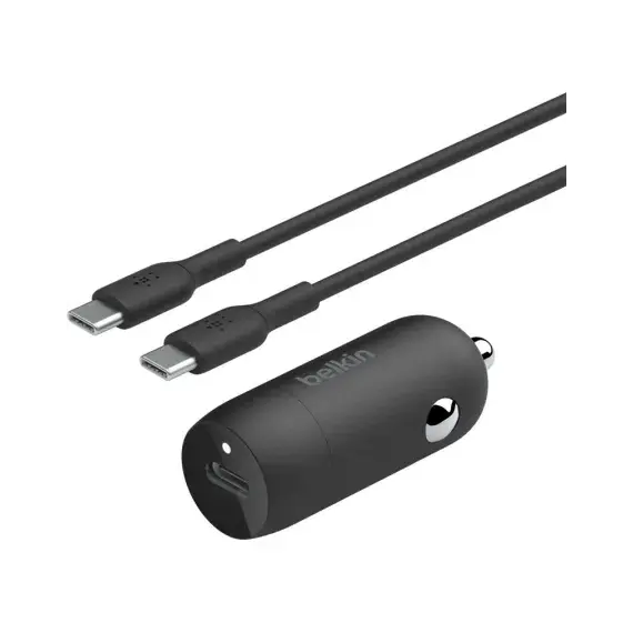 მანქანის დამტენი Belkin Car Charger 30W USB-C PD PPS, cable USB-C > USB-C, 1m, black - Primestore.ge