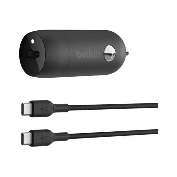 მანქანის დამტენი Belkin Car Charger 30W USB-C PD PPS, cable USB-C > USB-C, 1m, black - Primestore.ge