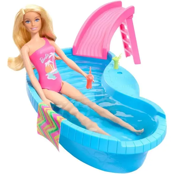 ბარბის სათამაშო ნაკრები MATTEL Barbie Pool with Doll - Refreshed - Primestore.ge