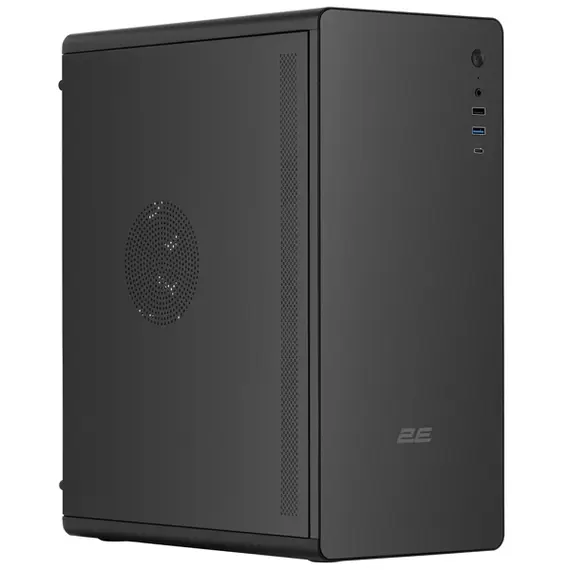 კომპიუტერის ქეისი 2E-V500B, PC case 2E Credo V500B without PSU, 1xUSB3.0, 1х USB 2.0, 1xUSB Type-C, 1x120mm, VGA 310mm, ATX, black - Primestore.ge