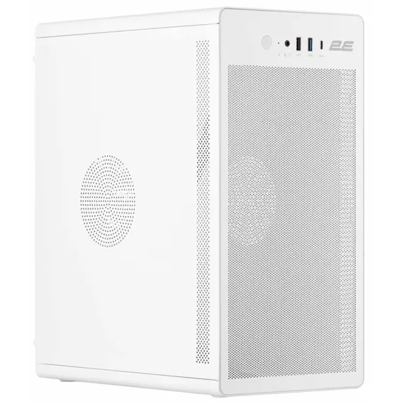 კომპიუტერის ქეისი 2E-V285W, PC case 2E Credo V285W without PSU, 1xUSB3.0, 1х USB 2.0, 1xUSB Type-C, 1x120mm, VGA 300mm, mATX, white - Primestore.ge