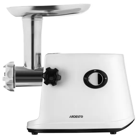 ხორცსაკეპი მანქანა Ardesto meat grinder, 1600W, 1.6kg/min, 3 cutting plates, sausages nozzle, 3 vegetable slicer, plastik, black-silver - Primestore.ge