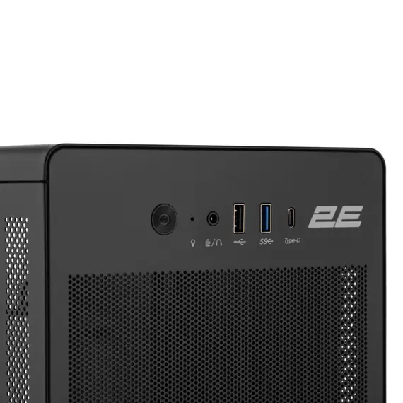კომპიუტერის ქეისი 2E-V285B, PC case 2E Credo V285B without PSU, 1xUSB3.0, 1х USB 2.0, 1xUSB Type-C, 1x120mm, VGA 300mm, mATX, black - Primestore.ge