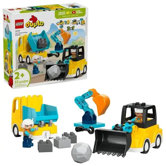 ლეგო LEGO Constructor DUPLO Town 3 in 1 Construction Vehicles - Primestore.ge