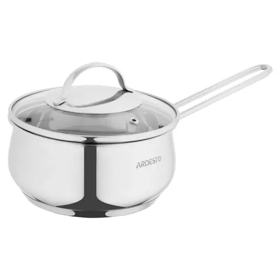 ქვაბი Ardesto Saucepan with glass lid Gemini Liguria, 1.3l, stainless steel - Primestore.ge