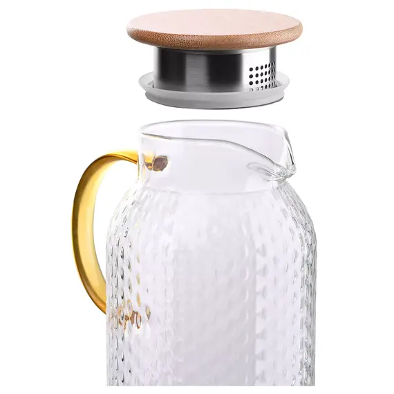დოქი Ardesto Pitcher with lid Dew 1500ml, borosilicate glass, stainless steel, bamboo, transparent - Primestore.ge