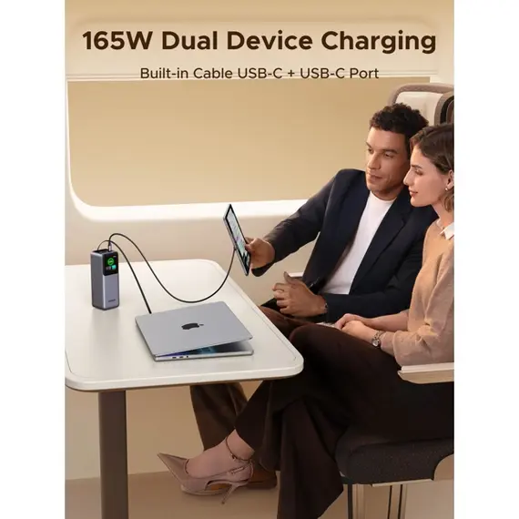 პორტატული დამტენი UGREEN PB726 (55987B) Nexode, 20000mAh, USB, Type-C, Power Bank With Retractable Type-C Cable, Grey - Primestore.ge