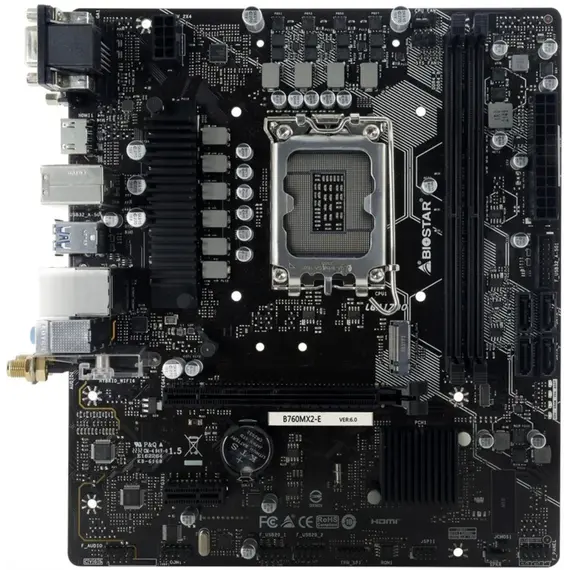 დედა დაფა Biostar Mainboard,INTEL B760MX2E, 2DDR5 Socket 1700, uATX, 2.5G LAN - Primestore.ge