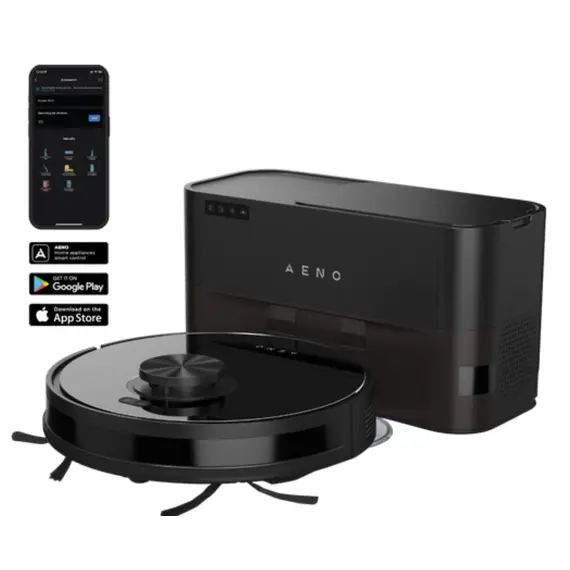 რობოტი მტვერსასრუტი AENO Robot Cleaner w/Dust Collector, black, 2in1 and dust tank, 4000pa, 3200mAh battery - Primestore.ge
