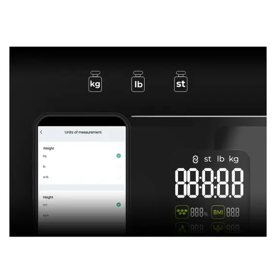 სასწორი AENO Smart Body scales BS2S, 16 body metrics, up to 180kg, colorful display - Primestore.ge