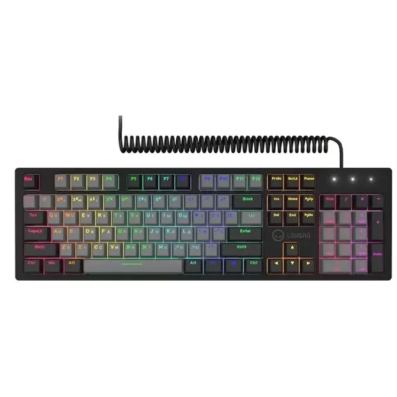 კლავიატურა LORGAR Azar 514, Wired mechanical gaming keyboard, RGB backlight, 1680000 colour variations, 18 modes - Primestore.ge