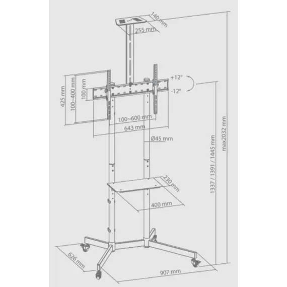 ტელევიზორის სადგამი Sbox FLOOR MOBILE MOUNT SBOX FS-401-2 - Primestore.ge