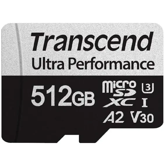 მეხსიერების ბარათი Transcend 512GB microSD w/ adapter UHS-I U3 A2 Ultra Performance - Primestore.ge