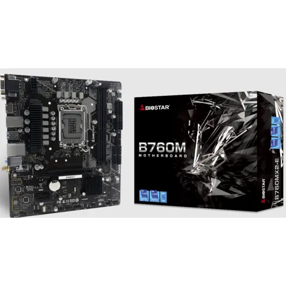 დედა დაფა Biostar Mainboard,INTEL B760MX2E, 2DDR5 Socket 1700, uATX, 2.5G LAN - Primestore.ge