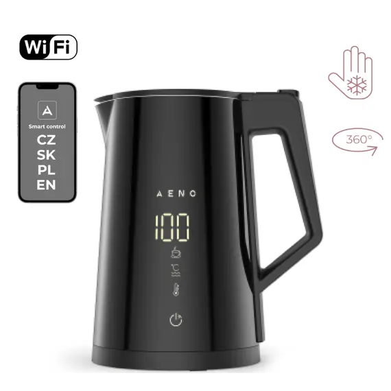 ელექტრო ჩაიდანი AENO Electric Kettle EK7S Smart: 1850-2200W, 1.7L, Strix, Double-walls, Temperature Control, Keep warm Function - Primestore.ge
