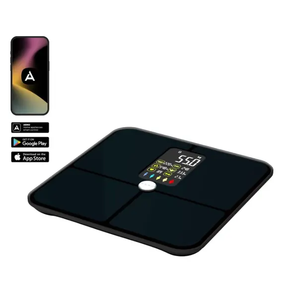 სასწორი AENO Smart Body scales BS2S, 16 body metrics, up to 180kg, colorful display - Primestore.ge