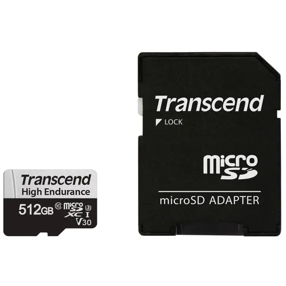 მეხსიერების ბარათი Transcend 512GB microSD w/ adapter U1, High Endurance - Primestore.ge