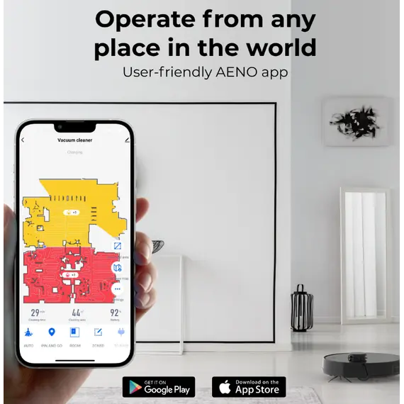რობოტი მტვერსასრუტი AENO Robot Vacuum Cleaner RC3S: wet & dry cleaning, smart control AENO App - Primestore.ge