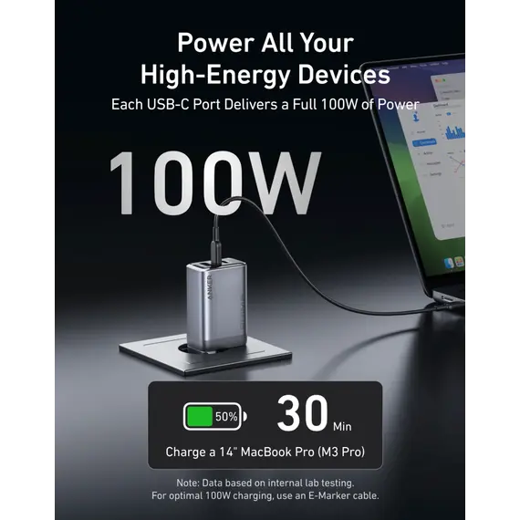 ადაპტერი Anker Prime Charger (100W, 3 Ports, GaNPrime) (3) - EU/ES/FR/ES 1 - Primestore.ge