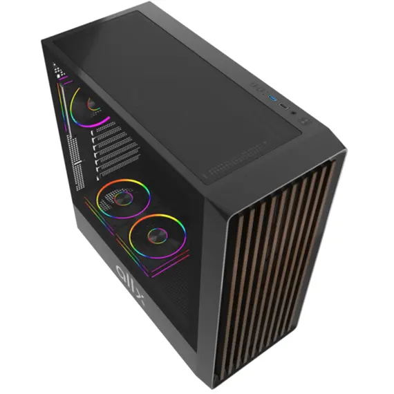 კომპიუტერის ქეისი ALLX AX-G2147, Computer Case, EATX, ATX, MATX, ITX, USB 3.0, USB, HD Audio, Black/Brown - Primestore.ge