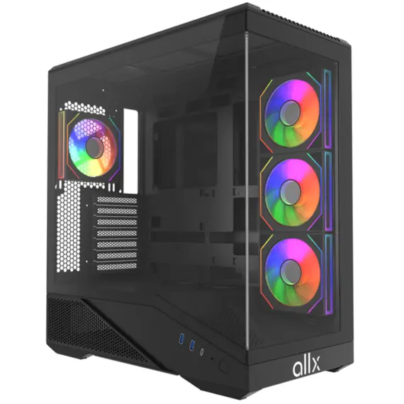 კომპიუტერის ქეისი ALLX AX-G2346, Computer Case, ATX, MATX, ITX, USB 3.0, Type-C, HD Audio, Black - Primestore.ge