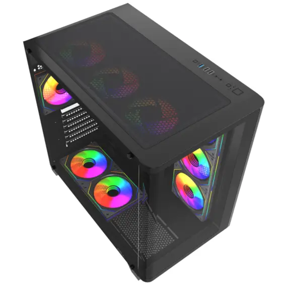 კომპიუტერის ქეისი ALLX AX-G2731, Computer Case, ATX, MATX, ITX, USB3.0, USB1.0x2, HD AUDIO, Black - Primestore.ge