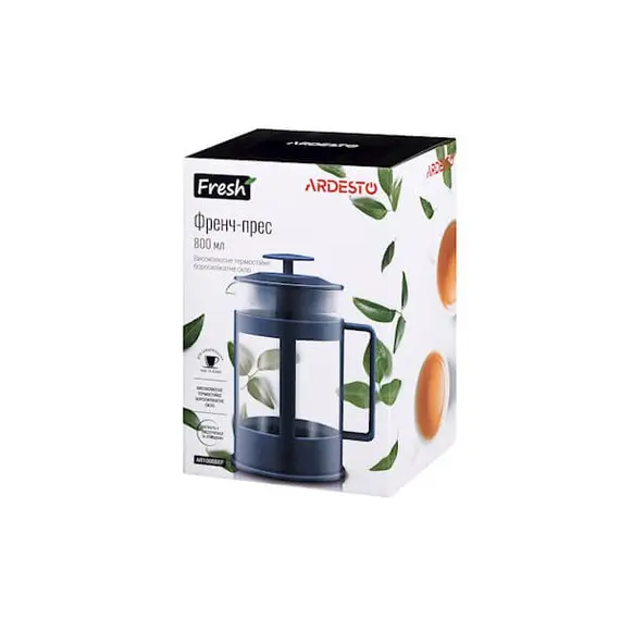 ჩაის დასაყენებელი ARDESTO AR1008BEF​ FRENCH PRESS FRESH, 800 ML BLUE , 2 image - Primestore.ge