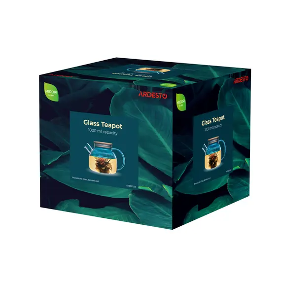 ჩაიდანი ARDESTO Tea pot Ardesto, 1000 ml, borosilicate glass, bamboo , 3 image - Primestore.ge