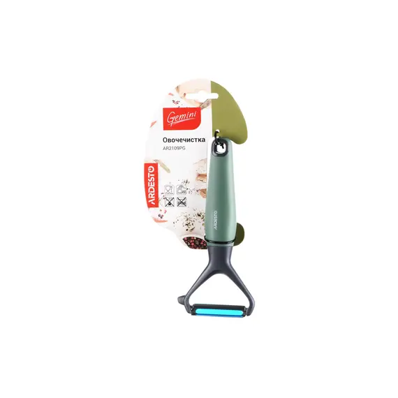 ბოსტნეულის სათლელი ARDESTO Peeler  Gemini, gray/green, s/s, pp with soft touch , 2 image - Primestore.ge