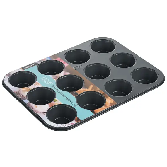 მაფინების საცხობი ფორმა 12 cup muffin pan Ardesto Tasty baking, 35x26.5x3cm, carbon steel , 2 image - Primestore.ge