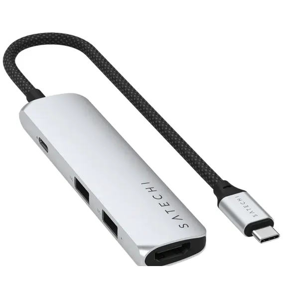 USB ჰაბი SATECHI 4-in-1 USB-C Slim Multiport Adapter 4K (Silver) - Primestore.ge