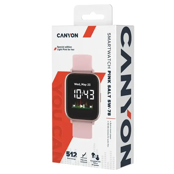 სმარტ საათი CANYON Bazilic SW-78, Smart watch, 1.4inches IPS full touch screen, with music player plastic body, IP68 waterproof - Primestore.ge