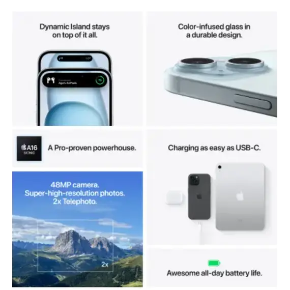 მობილური ტელეფონი Apple IPhone 15 128GB Blue,Model A3090 - Primestore.ge